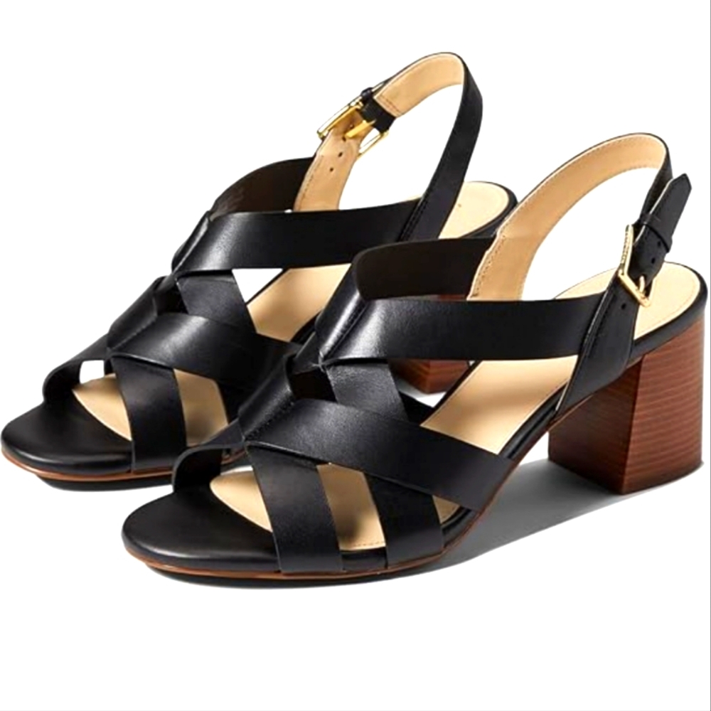 COLE HAAN Black Leather Gladiator Sandals Size 7, New